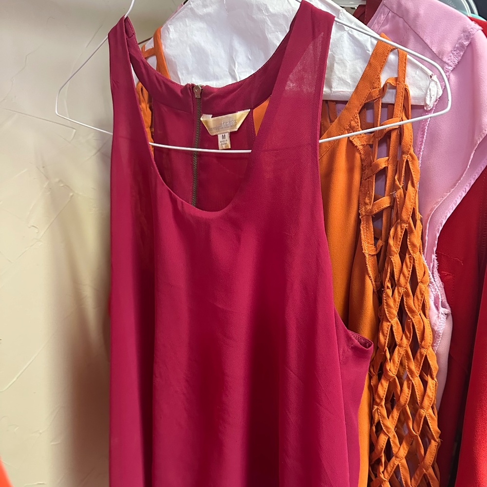 Hot pink, high neck, flowy top